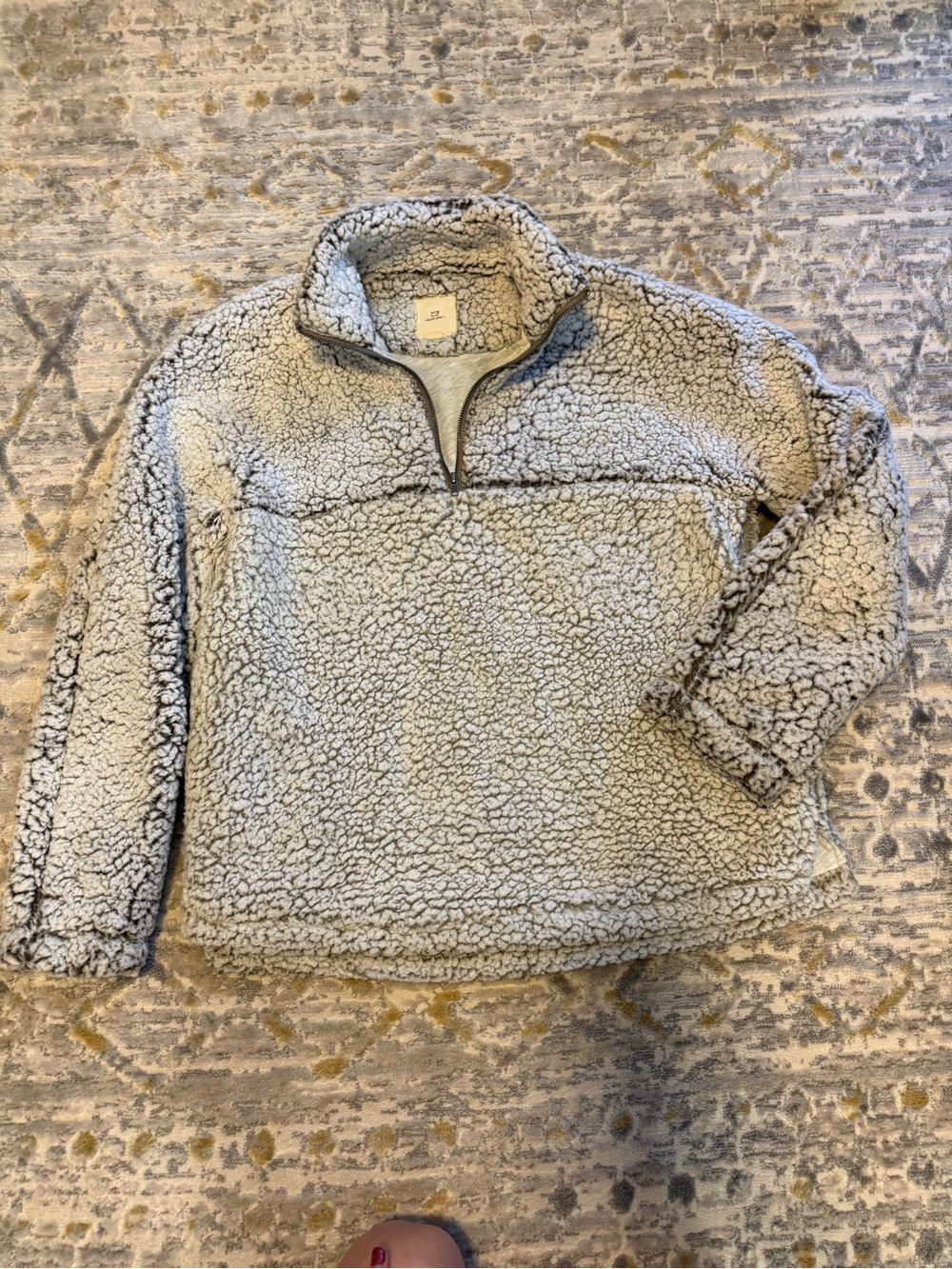 Thread & Supply Cozy Heather Gray 1/4 Zip Sherpa Teddy Sweater - Size L